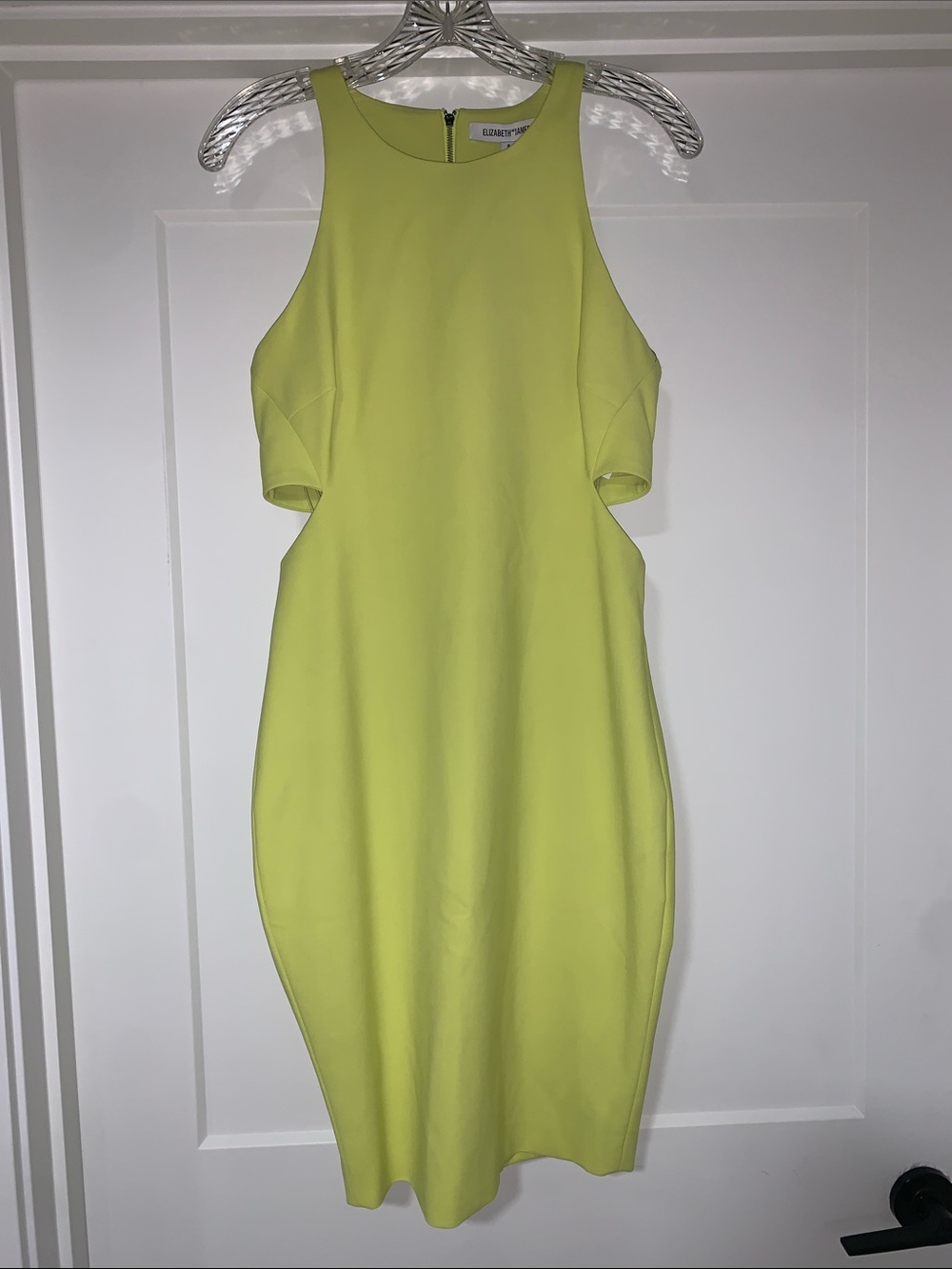 Elizabeth and James Neon Lime Cutout Midi Dress